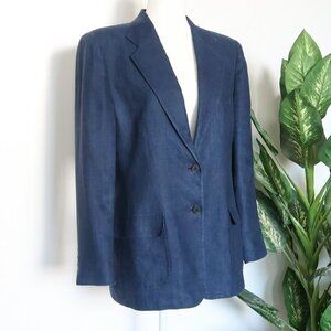 Ralph Lauren Navy Blue100% Linen Single Breasted Blazer Size 12 P